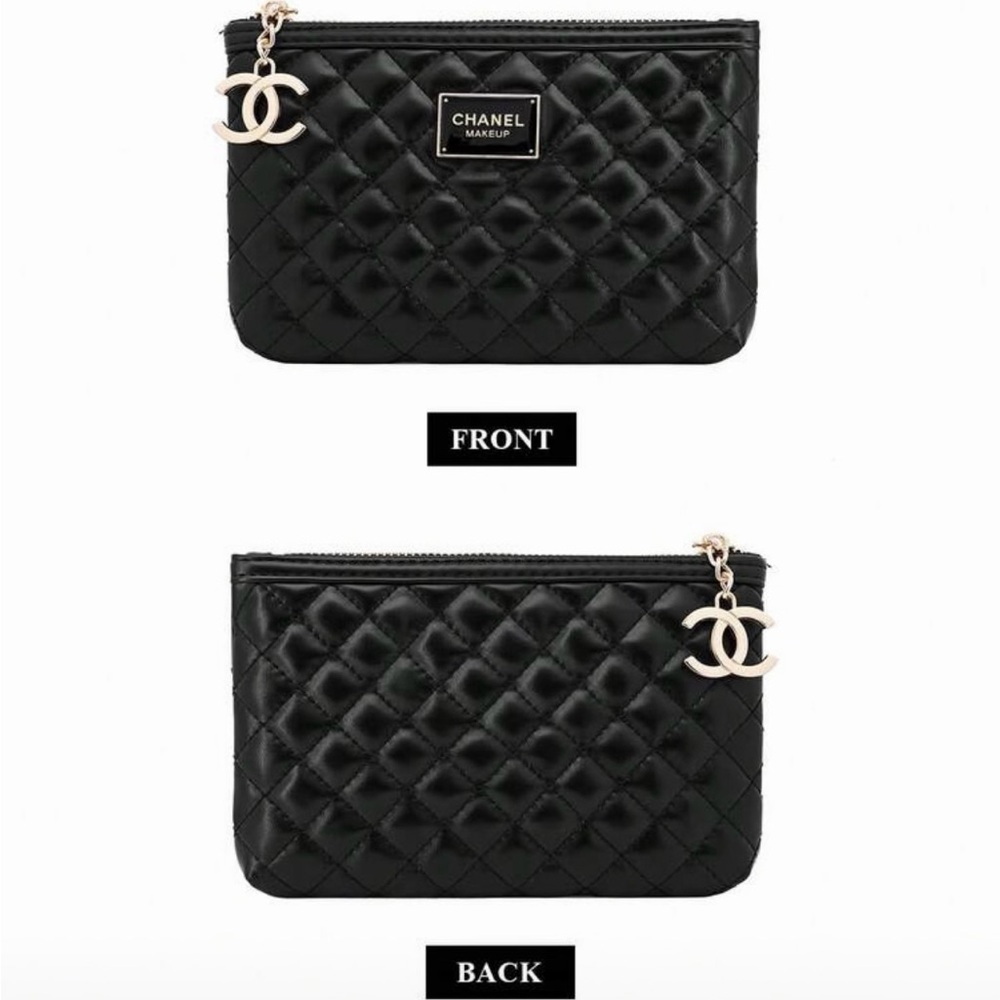 CHANEL MAKEUP Collectors Black Quilted Pouch with Gold Accents - Picture 4 of 7